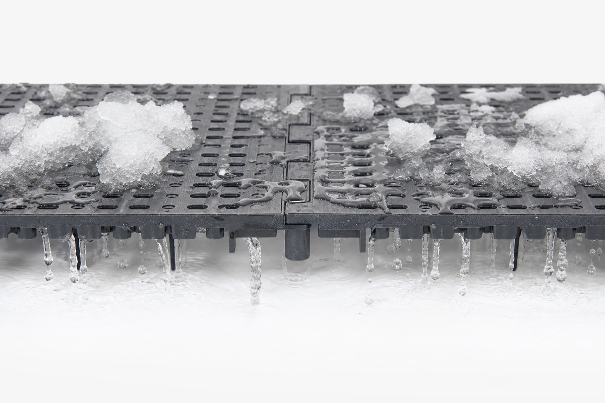 Vented Drain tiles demonstrating water drainage in action